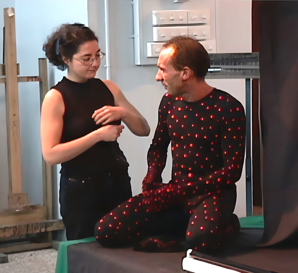 Getting ready for the show: Susana and Tony on stage.